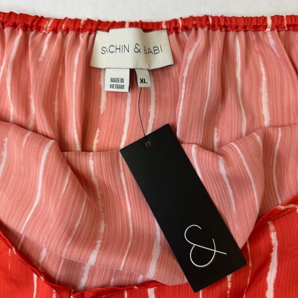 Sachin + Babi Harlow Orange Shibori Stripe top size XL - Picture 5 of 12